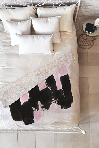 Viviana Gonzalez Minimal black and pink II Fleece Throw Blanket