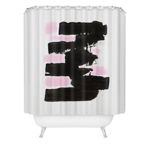 Viviana Gonzalez Minimal black and pink II Shower Curtain
