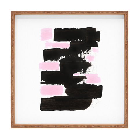 Viviana Gonzalez Minimal black and pink II Square Tray
