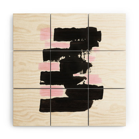 Viviana Gonzalez Minimal black and pink II Wood Wall Mural