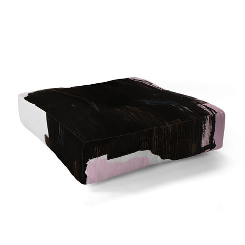 Viviana Gonzalez Minimal black and pink III Floor Pillow Square