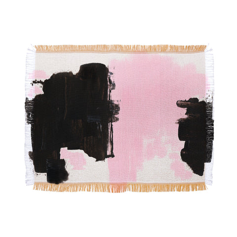 Viviana Gonzalez Minimal black and pink III Throw Blanket