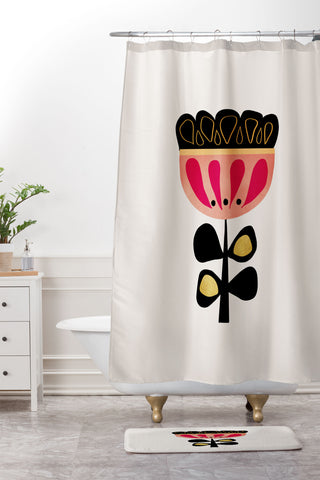 Viviana Gonzalez Minimal flower 01 Shower Curtain And Mat