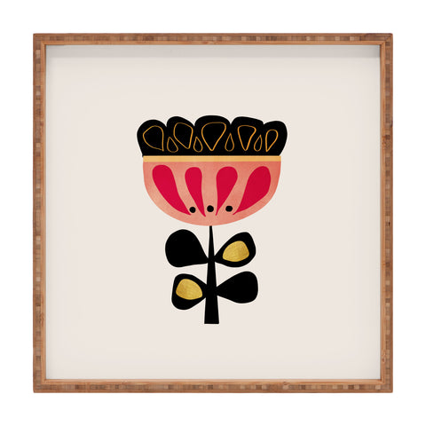 Viviana Gonzalez Minimal flower 01 Square Tray