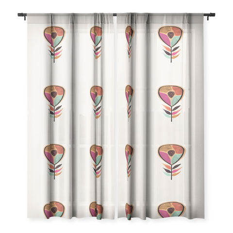 Viviana Gonzalez Minimal flower 02 Sheer Window Curtain