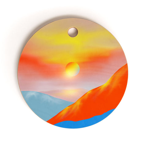 Viviana Gonzalez Minimal mountains 02 Cutting Board Round