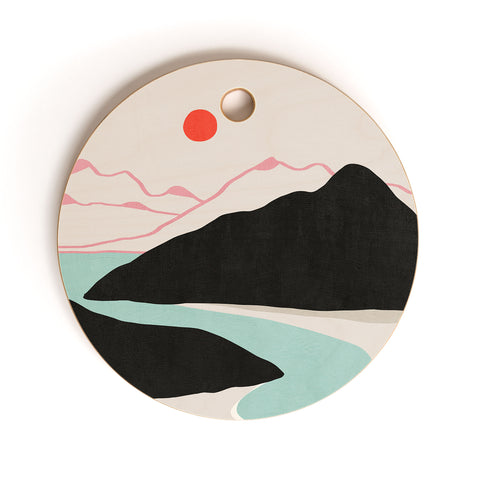 Viviana Gonzalez Minimal Mountains In the Sea 2 Cutting Board Round