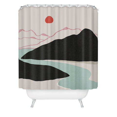 Viviana Gonzalez Minimal Mountains In the Sea 2 Shower Curtain
