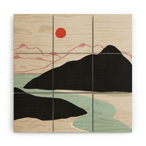 Viviana Gonzalez Minimal Mountains In the Sea 2 Wood Wall Mural