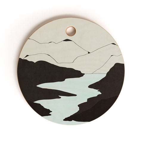 Viviana Gonzalez Minimal Mountains In The Sea Cutting Board Round