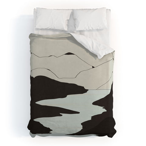 Viviana Gonzalez Minimal Mountains In The Sea Duvet Cover