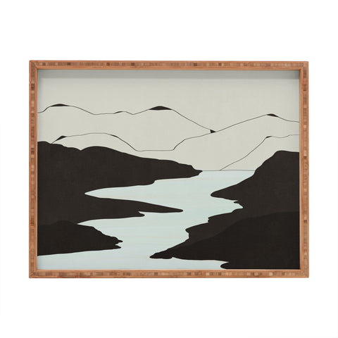 Viviana Gonzalez Minimal Mountains In The Sea Rectangular Tray