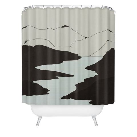 Viviana Gonzalez Minimal Mountains In The Sea Shower Curtain