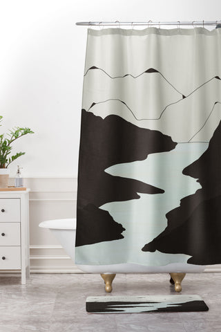 Viviana Gonzalez Minimal Mountains In The Sea Shower Curtain And Mat