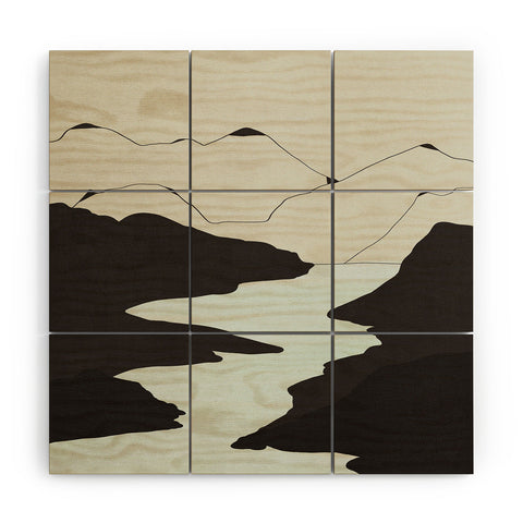 Viviana Gonzalez Minimal Mountains In The Sea Wood Wall Mural