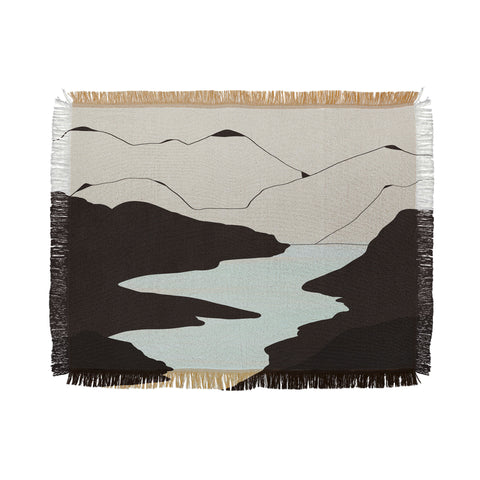 Viviana Gonzalez Minimal Mountains In The Sea Throw Blanket