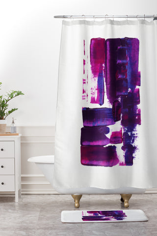 Viviana Gonzalez Minimal Ultra violet and blue I Shower Curtain And Mat