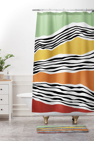 Viviana Gonzalez Modern irregular Stripes 06 Shower Curtain And Mat