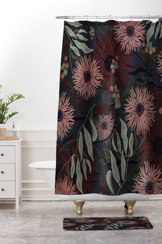 Viviana Gonzalez Moody Blooms 01 Shower Curtain And Mat