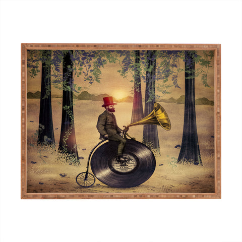 Viviana Gonzalez Music man in the forest Rectangular Tray