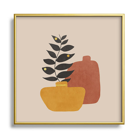 Viviana Gonzalez Plant in a Pot 1 Metal Square Framed Art Print