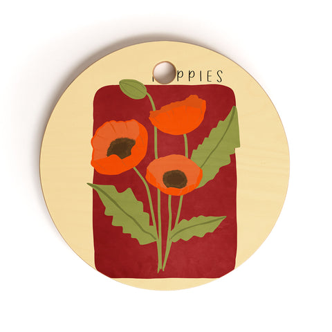 Viviana Gonzalez Poppies 02 Cutting Board Round