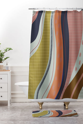 Viviana Gonzalez Retro Fusion 01 Shower Curtain And Mat