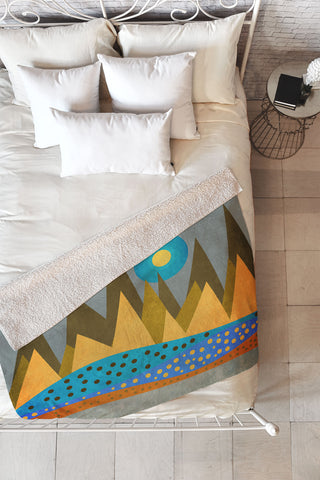 Viviana Gonzalez Retro Landscape I Fleece Throw Blanket