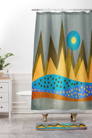 Viviana Gonzalez Retro Landscape I Shower Curtain And Mat