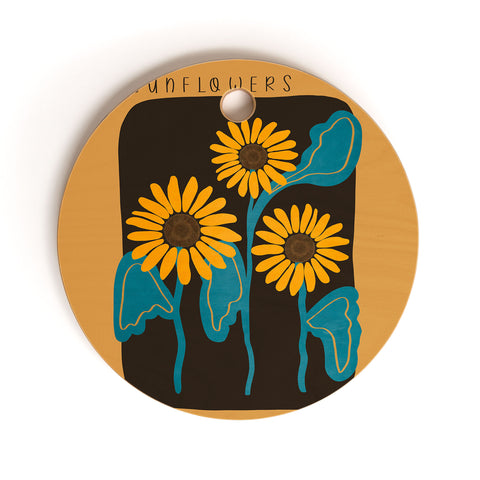 Viviana Gonzalez Sunflowers 01 Cutting Board Round
