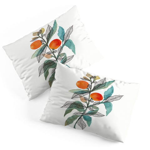 Viviana Gonzalez Watercolor ink leaves 3 Pillow Shams