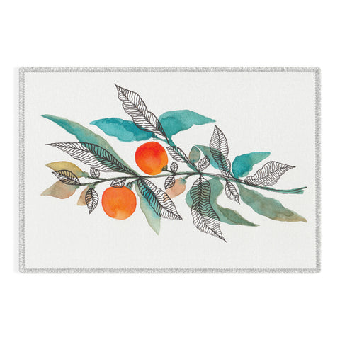 Viviana Gonzalez Watercolor ink leaves 3 Outdoor Rug