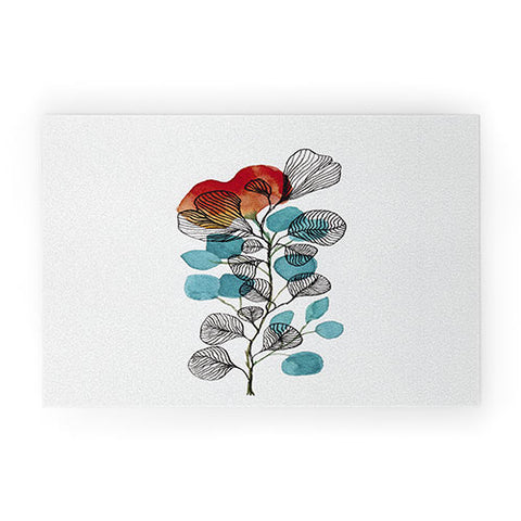 Viviana Gonzalez Watercolor ink leaves II Welcome Mat