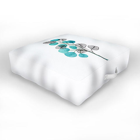 Viviana Gonzalez Watercolor ink leaves Outdoor Floor Cushion