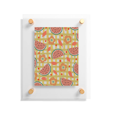 Viviana Gonzalez Watermelon And Flowers Floating Acrylic Print