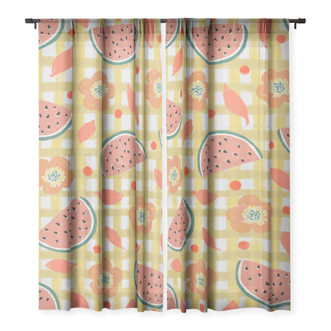 Viviana Gonzalez Watermelon And Flowers Sheer Non Repeat