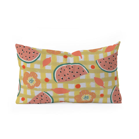 Viviana Gonzalez Watermelon And Flowers Oblong Throw Pillow