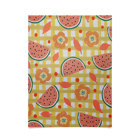 Viviana Gonzalez Watermelon And Flowers Poster
