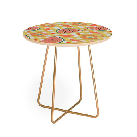 Viviana Gonzalez Watermelon And Flowers Round Side Table