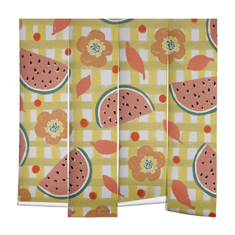 Viviana Gonzalez Watermelon And Flowers Wall Mural