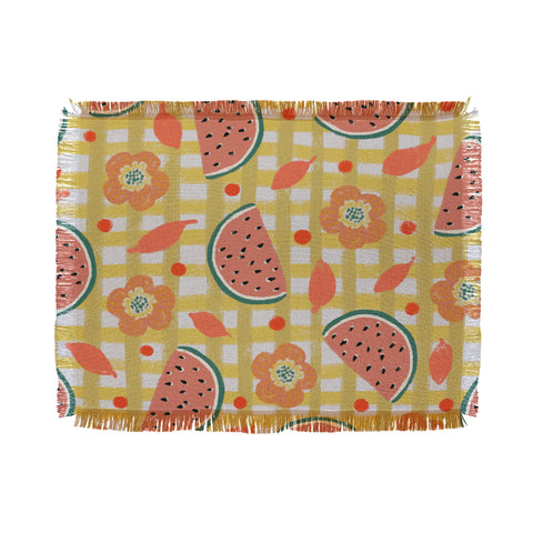 Viviana Gonzalez Watermelon And Flowers Throw Blanket