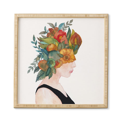Viviana Gonzalez Woman in flowers watercolor Framed Wall Art