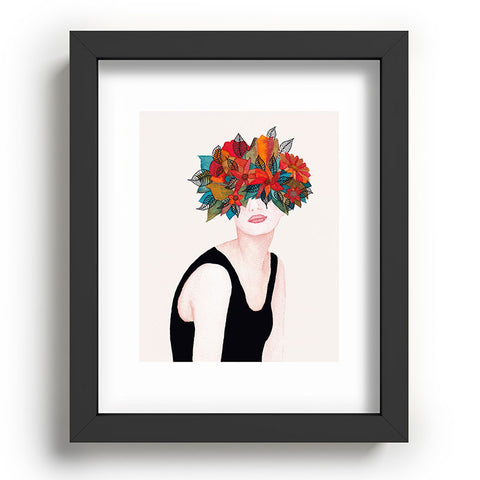 Viviana Gonzalez Woman in flowers watercolor 3 Recessed Framing Rectangle