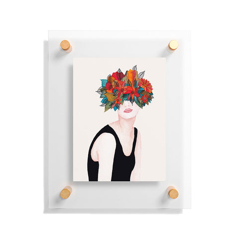 Viviana Gonzalez Woman in flowers watercolor 3 Floating Acrylic Print