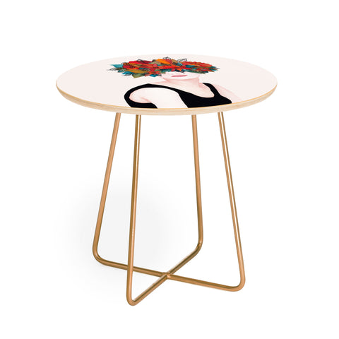 Viviana Gonzalez Woman in flowers watercolor 3 Round Side Table