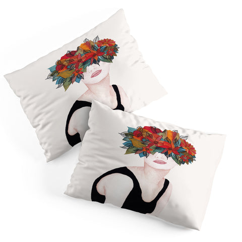 Viviana Gonzalez Woman in flowers watercolor 3 Pillow Shams