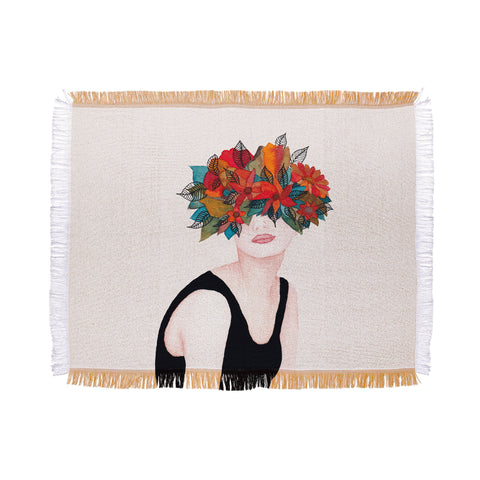 Viviana Gonzalez Woman in flowers watercolor 3 Throw Blanket
