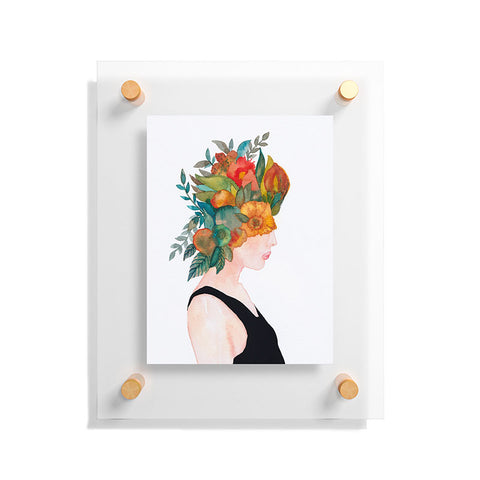 Viviana Gonzalez Woman in flowers watercolor Floating Acrylic Print