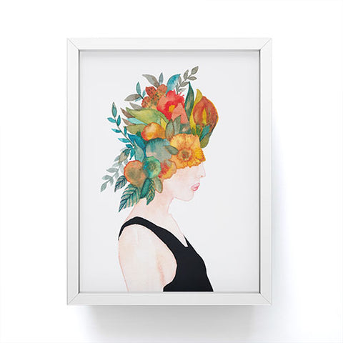 Viviana Gonzalez Woman in flowers watercolor Framed Mini Art Print