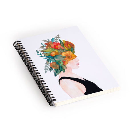 Viviana Gonzalez Woman in flowers watercolor Spiral Notebook